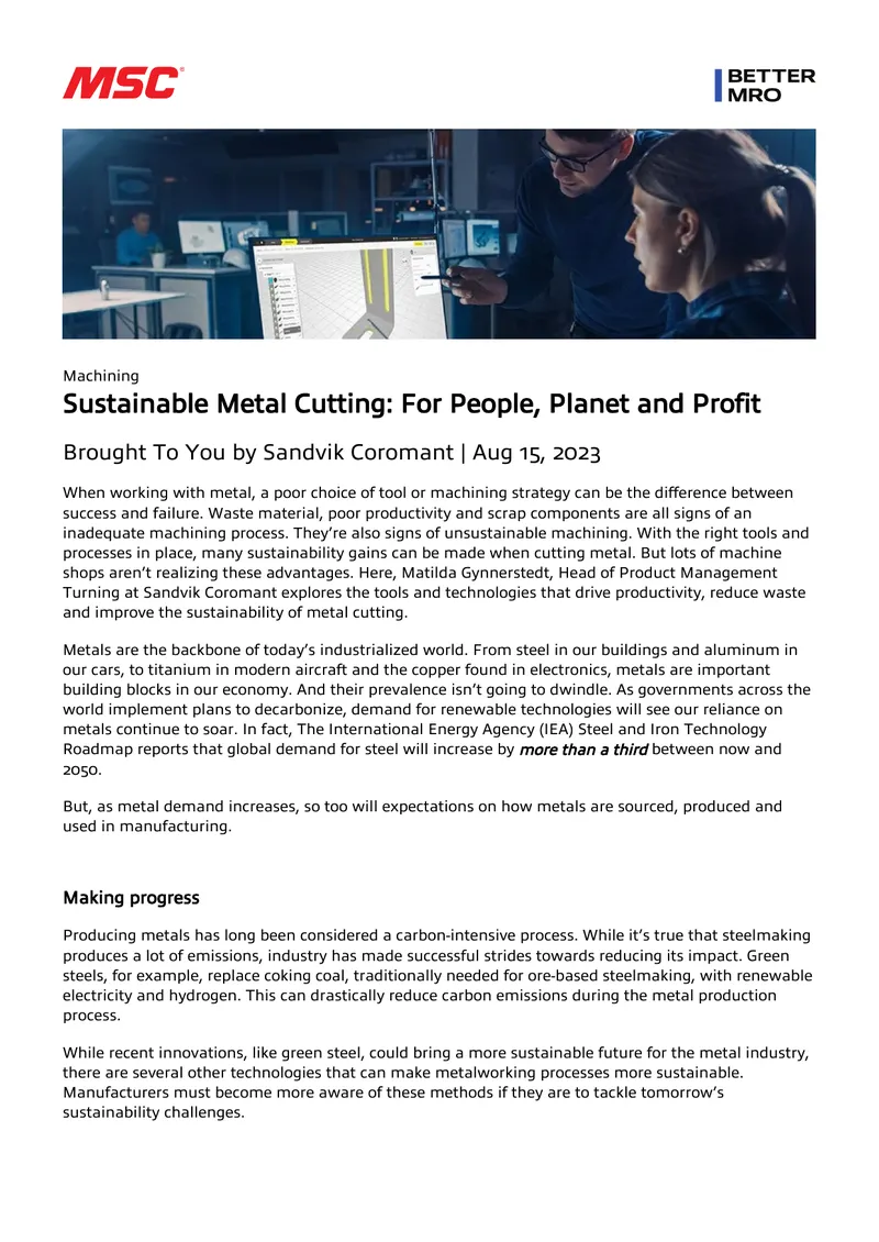 Sustainable Metal Cutting Strategies and Technologies