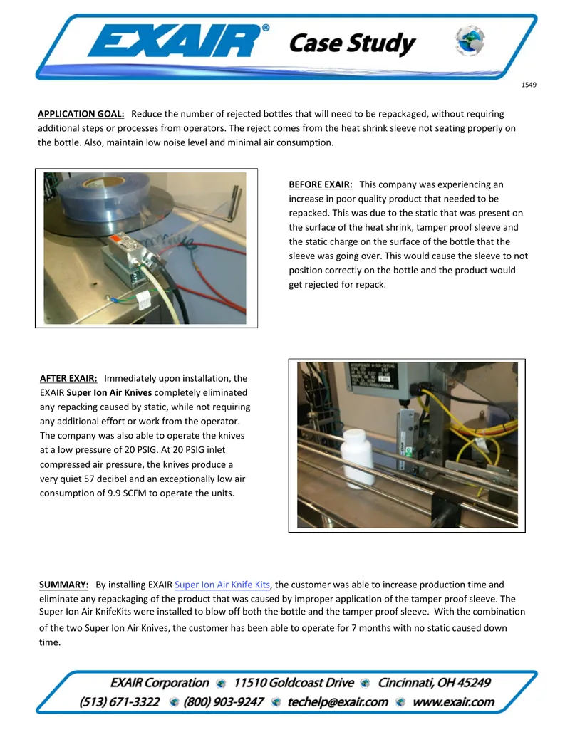 Static Elimination in Bottle Packaging Process