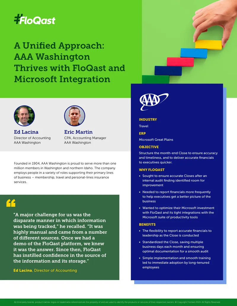 AAA Washington Financial Close Improvement Case Study preview page 1