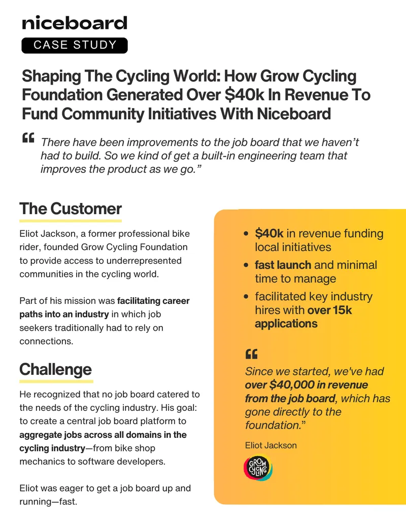Grow Cycling Foundation Job Board Case Study