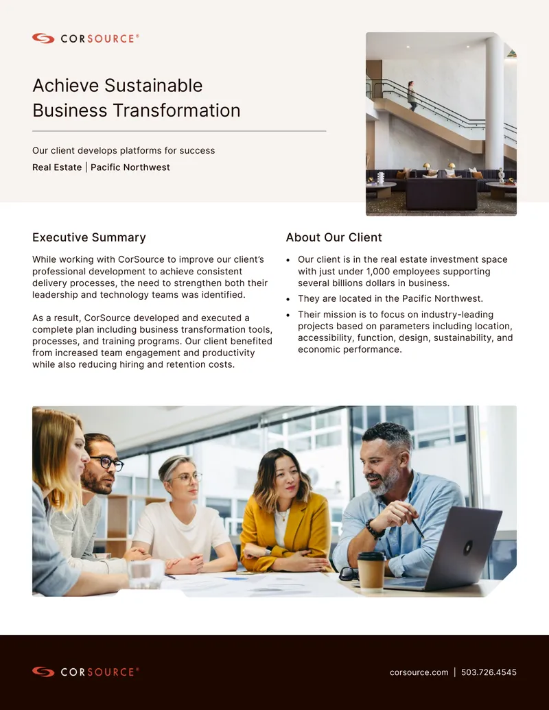Business Transformation Strategy for Real Estate Client