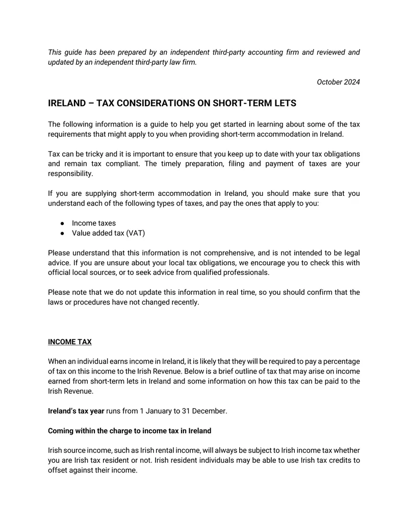 Tax Considerations for Short-Term Lets in Ireland