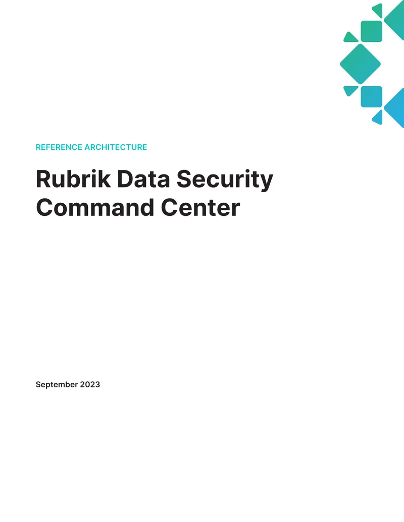 Rubrik Data Security Command Center Reference Architecture