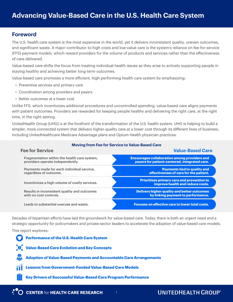 Advancing Value-Based Care in the U.S. Health Care System