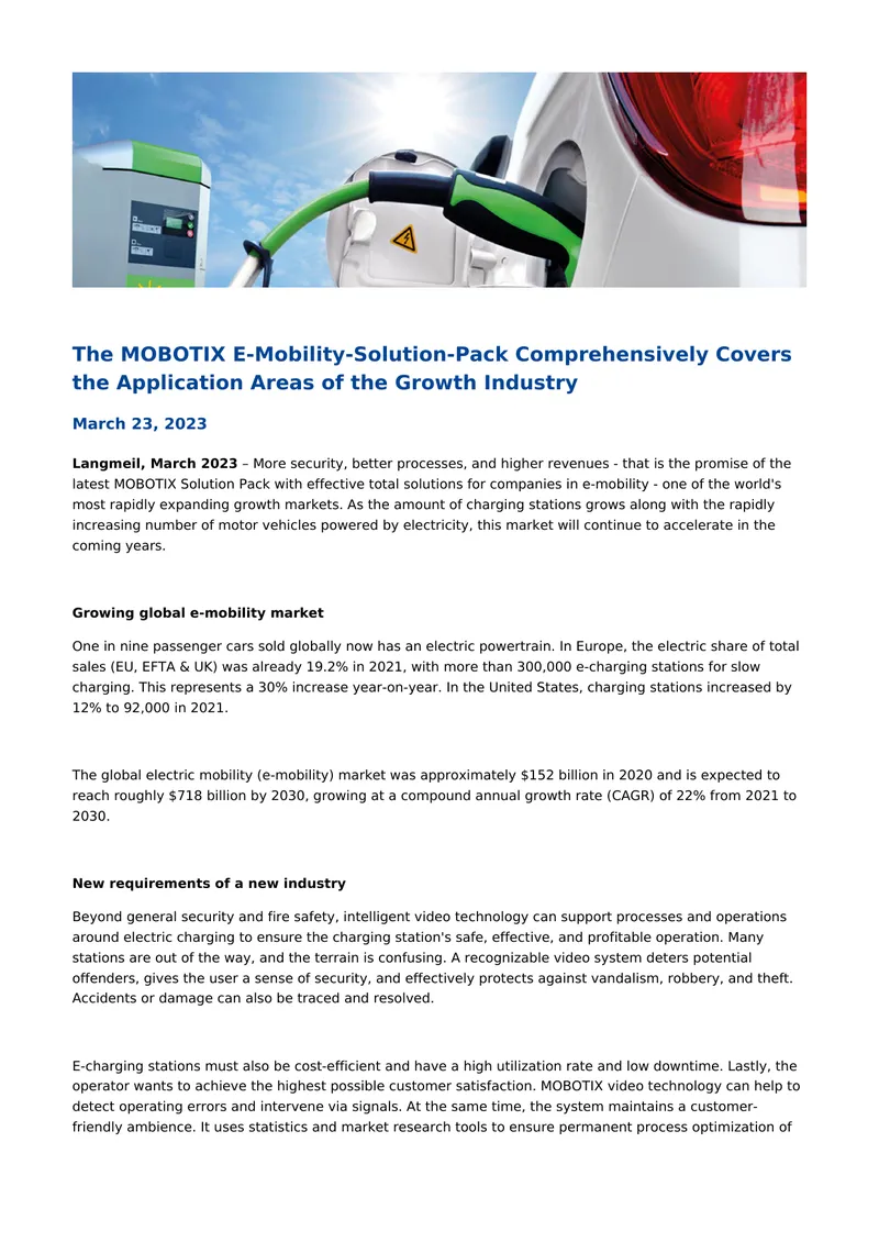 MOBOTIX E-Mobility Solution Pack Overview