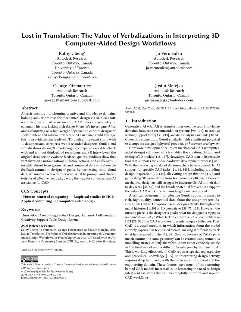Value of Verbalizations in 3D CAD Workflows