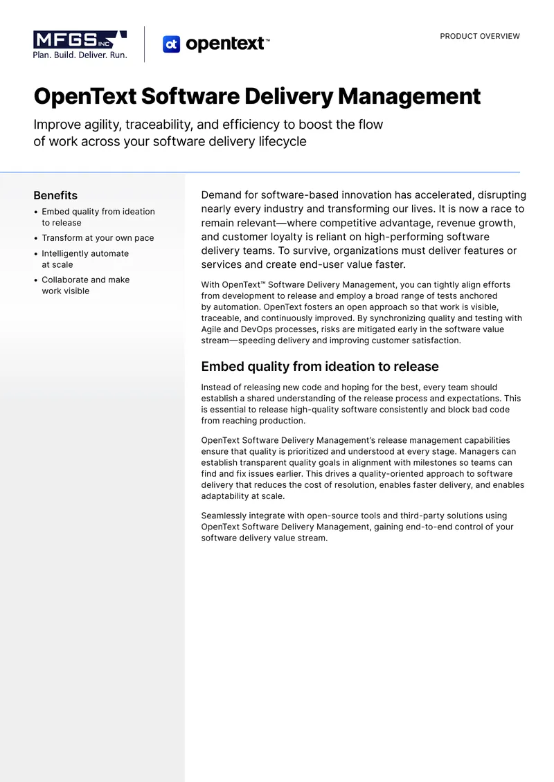 OpenText Software Delivery Management Capabilities