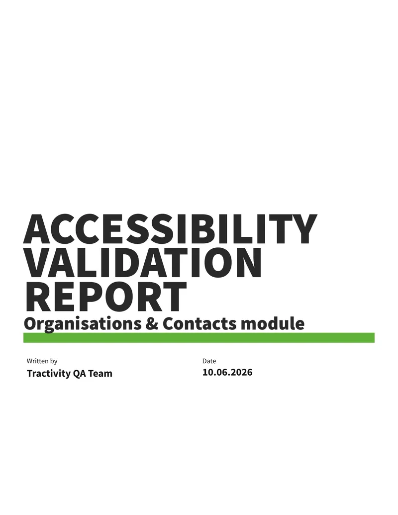Accessibility Validation Report for Organisations & Contacts Module