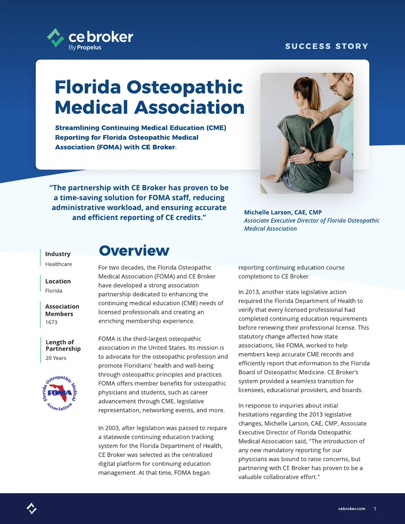Streamlining Continuing Medical Education Reporting for FOMA