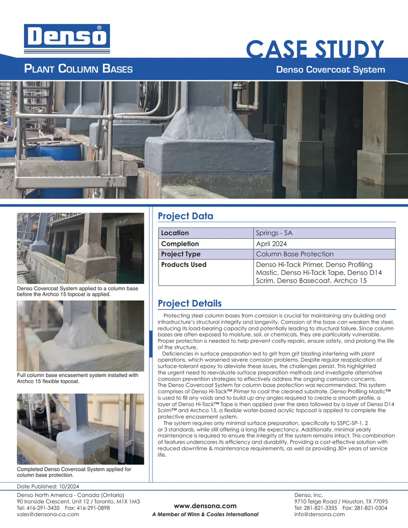 Denso Covercoat System for Column Base Protection