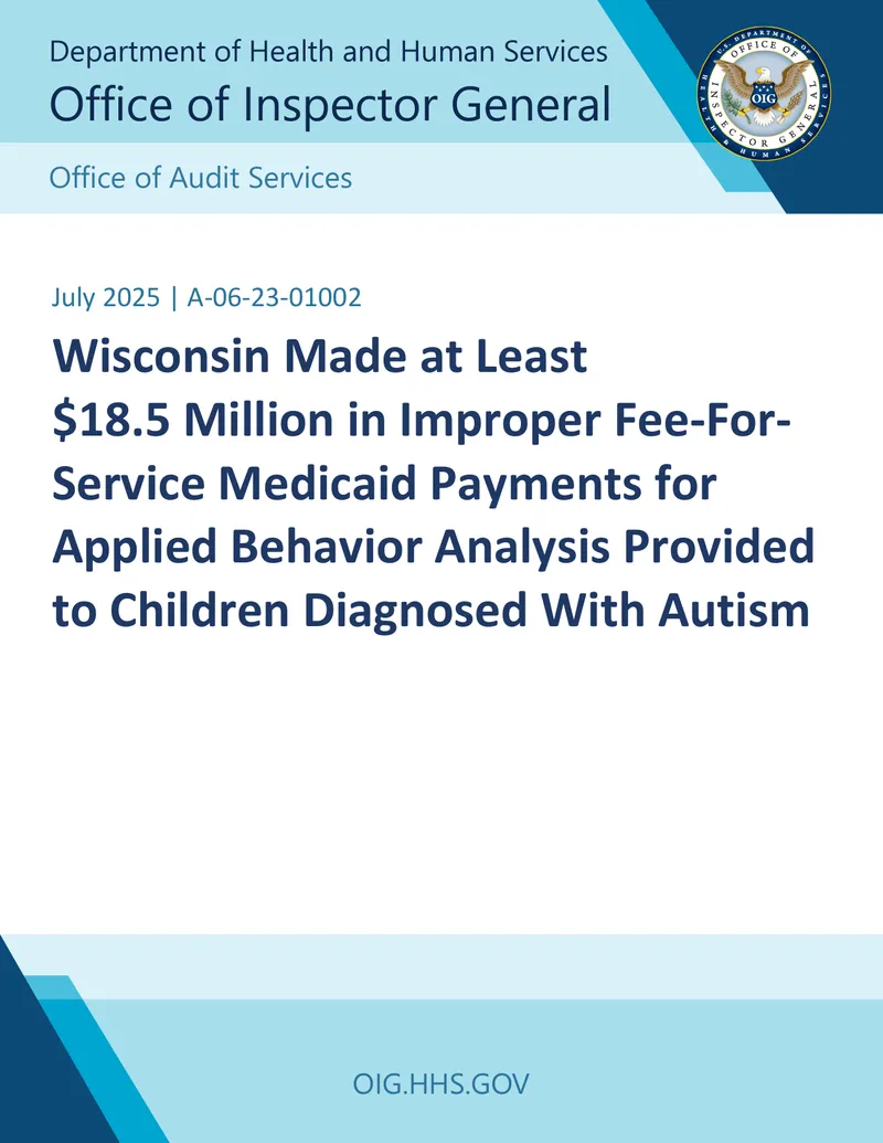 Wisconsin Medicaid Payments for Applied Behavior Analysis Audit