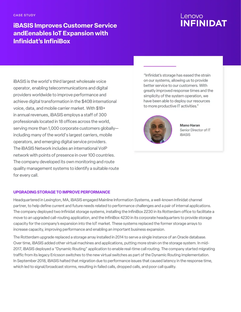 iBASIS Enhances Performance with Infinidat Storage Solutions