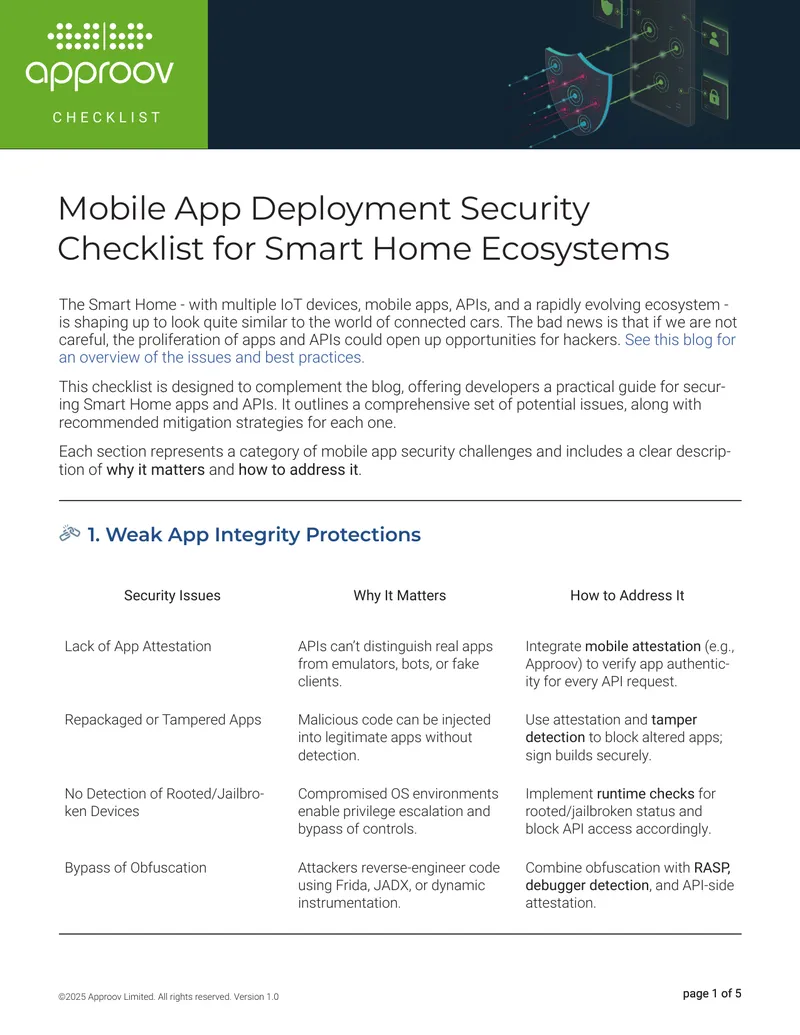 Mobile App Deployment Security Checklist for Smart Home Ecosystems