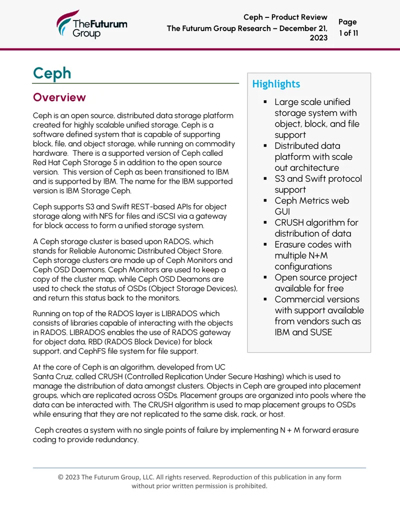 Ceph Distributed Data Storage Platform Overview