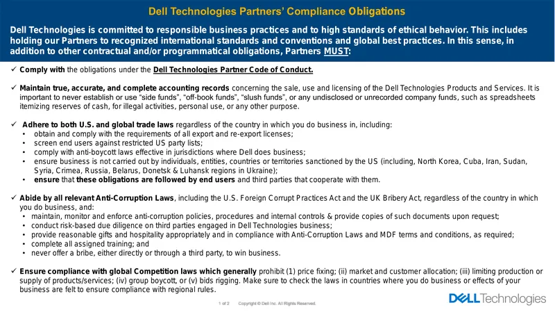 Dell Technologies Partners Compliance Obligations