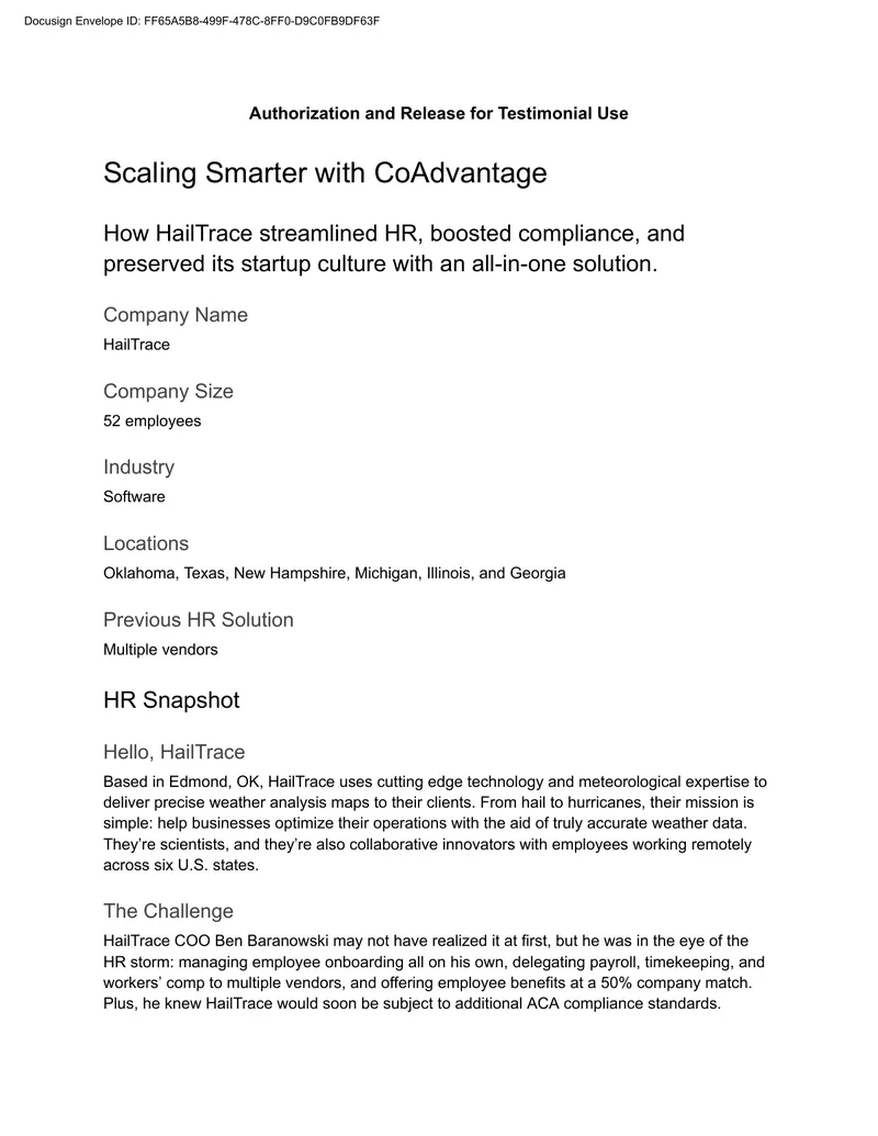 HailTrace HR Transformation with CoAdvantage