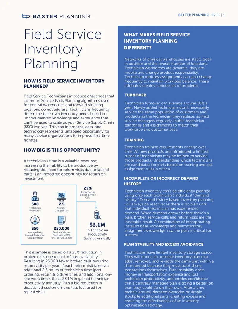 Field Service Inventory Planning Strategies