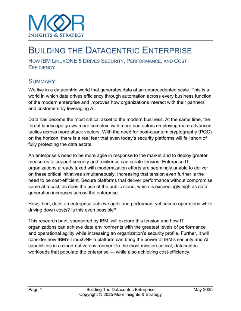 Building the Datacentric Enterprise with IBM LinuxONE 5