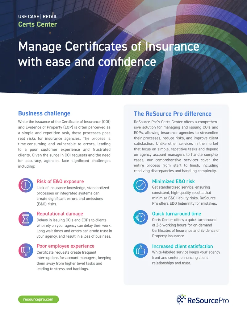 Certificate of Insurance Management Solution