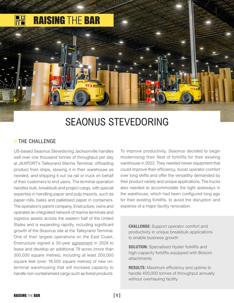 Seaonus Stevedoring Forklift Modernization Case Study