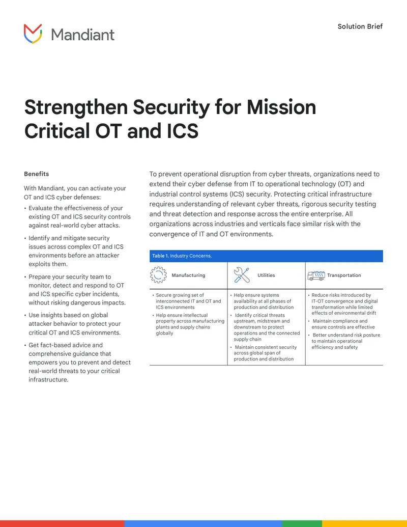 Strengthen Security for Mission Critical OT and ICS