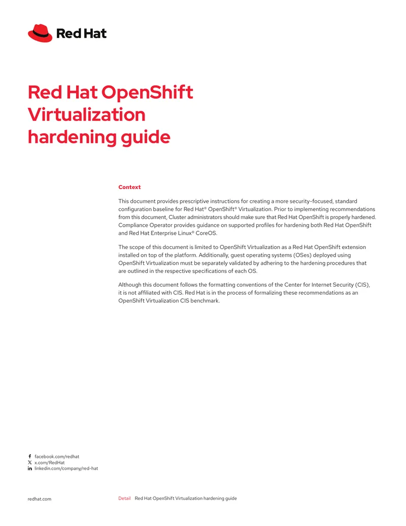 Red Hat OpenShift Virtualization Hardening Guide
