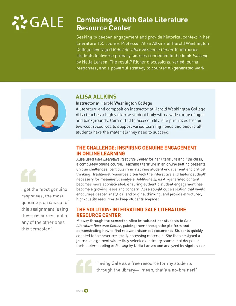 Integrating Gale Literature Resource Center in Online Courses