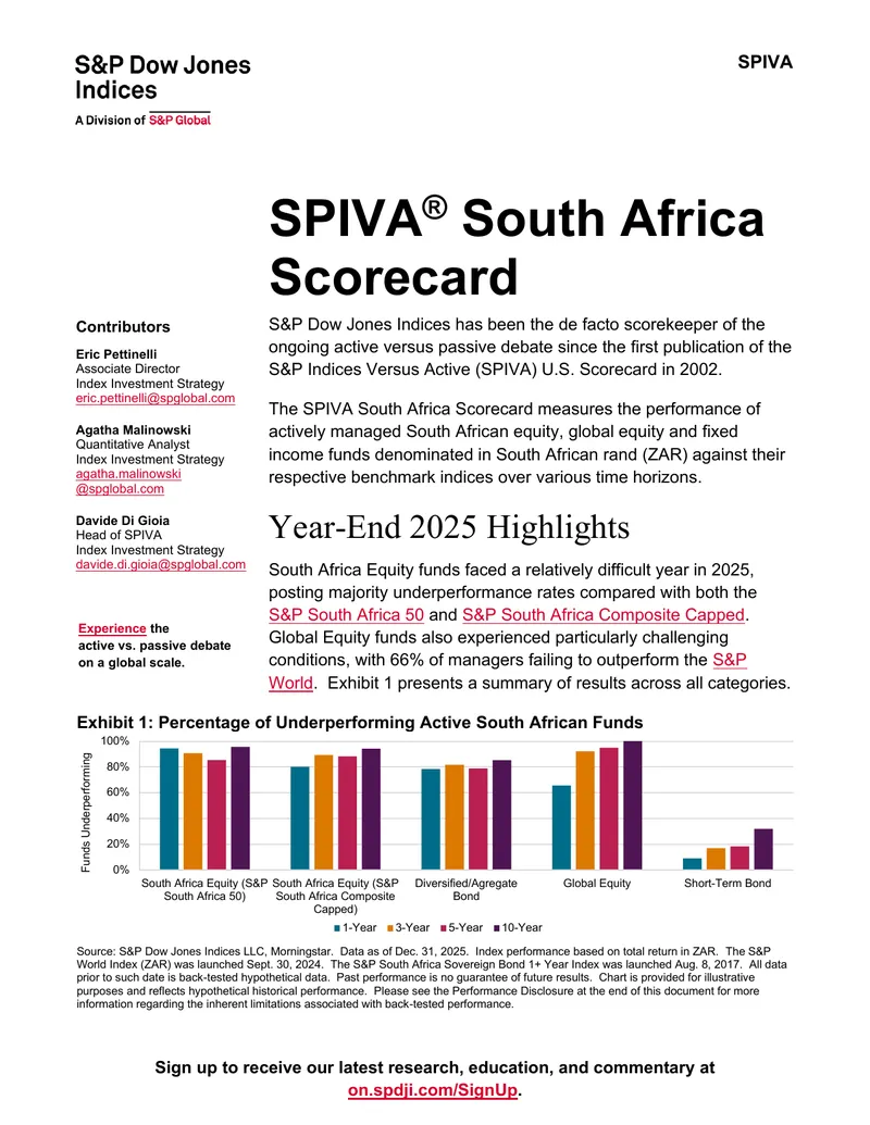 SPIVA South Africa Scorecard Year-End 2025