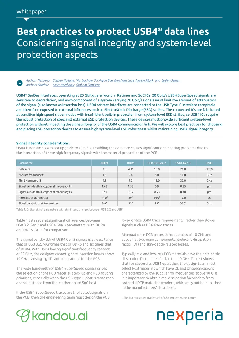 Best Practices for USB4 ESD Protection and Signal Integrity