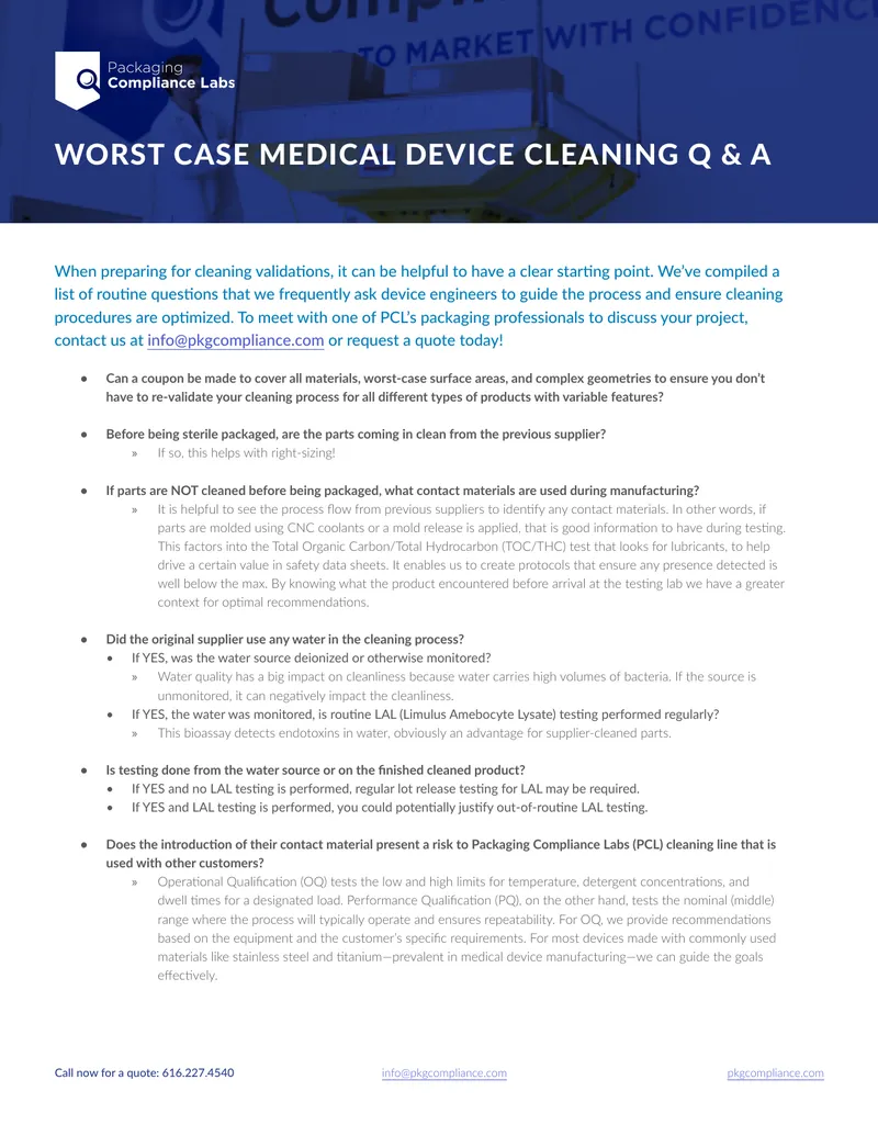 Worst Case Medical Device Cleaning Q & A