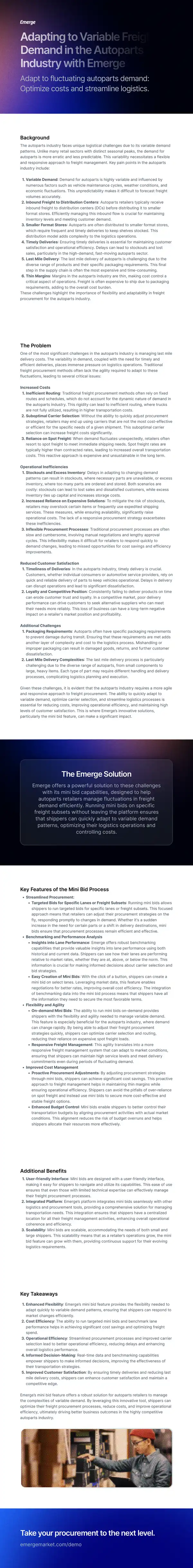 Freight Management Solutions for Autoparts Industry
