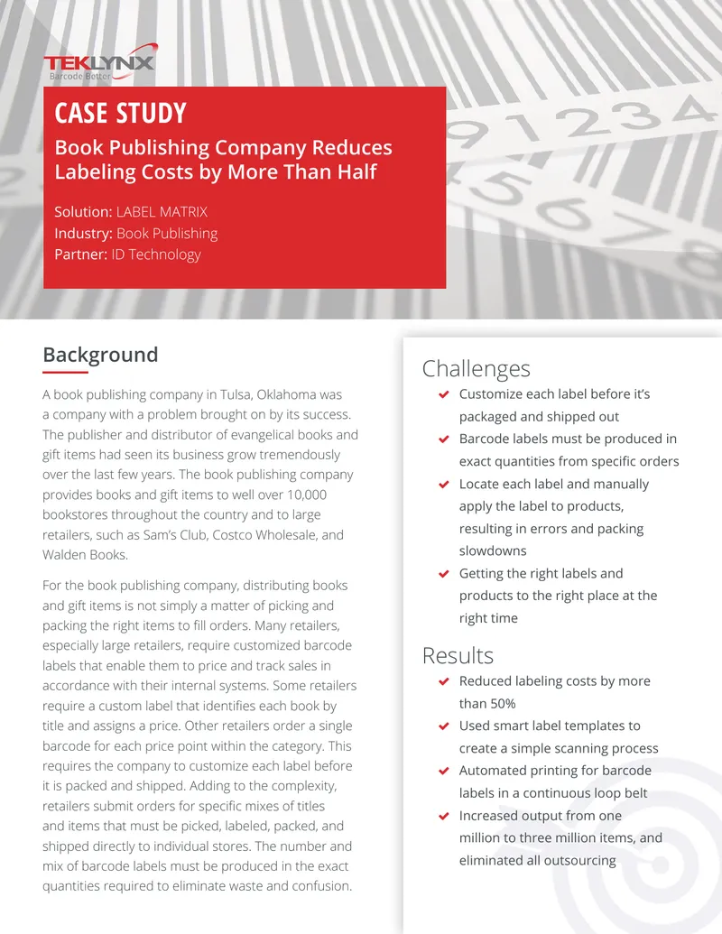 Book Publishing Company Labeling Process Improvement