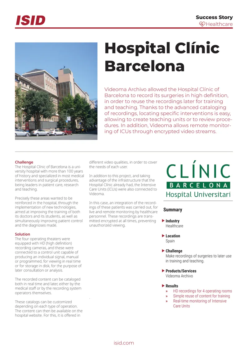 Videoma Archivo Implementation at Hospital Clínic Barcelona
