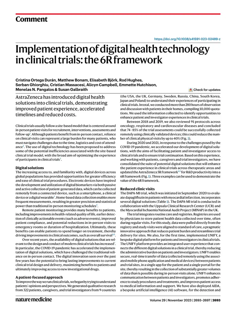 Implementation of Digital Health Technology in Clinical Trials