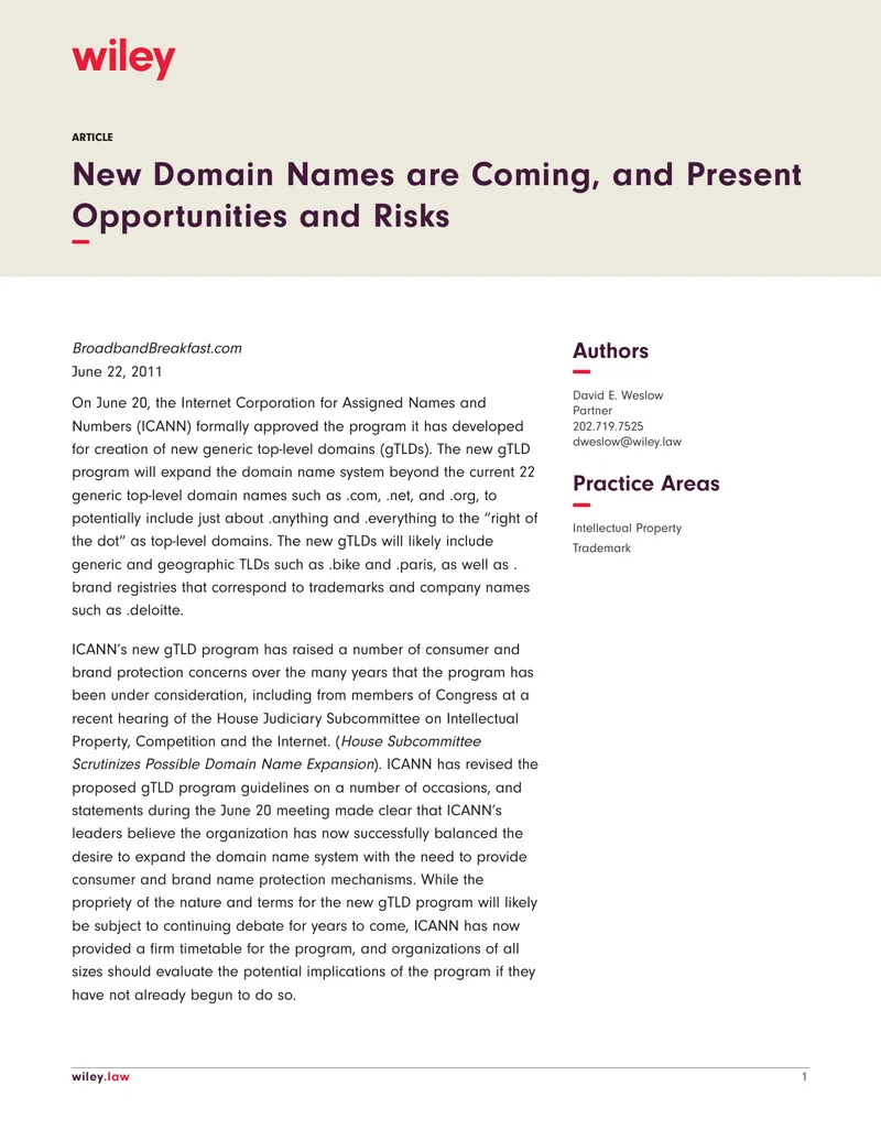 New Generic Top-Level Domains Program Overview