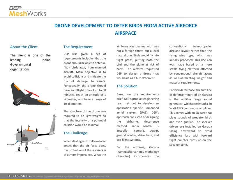 Drone Development to Deter Birds from Airforce Airspace
