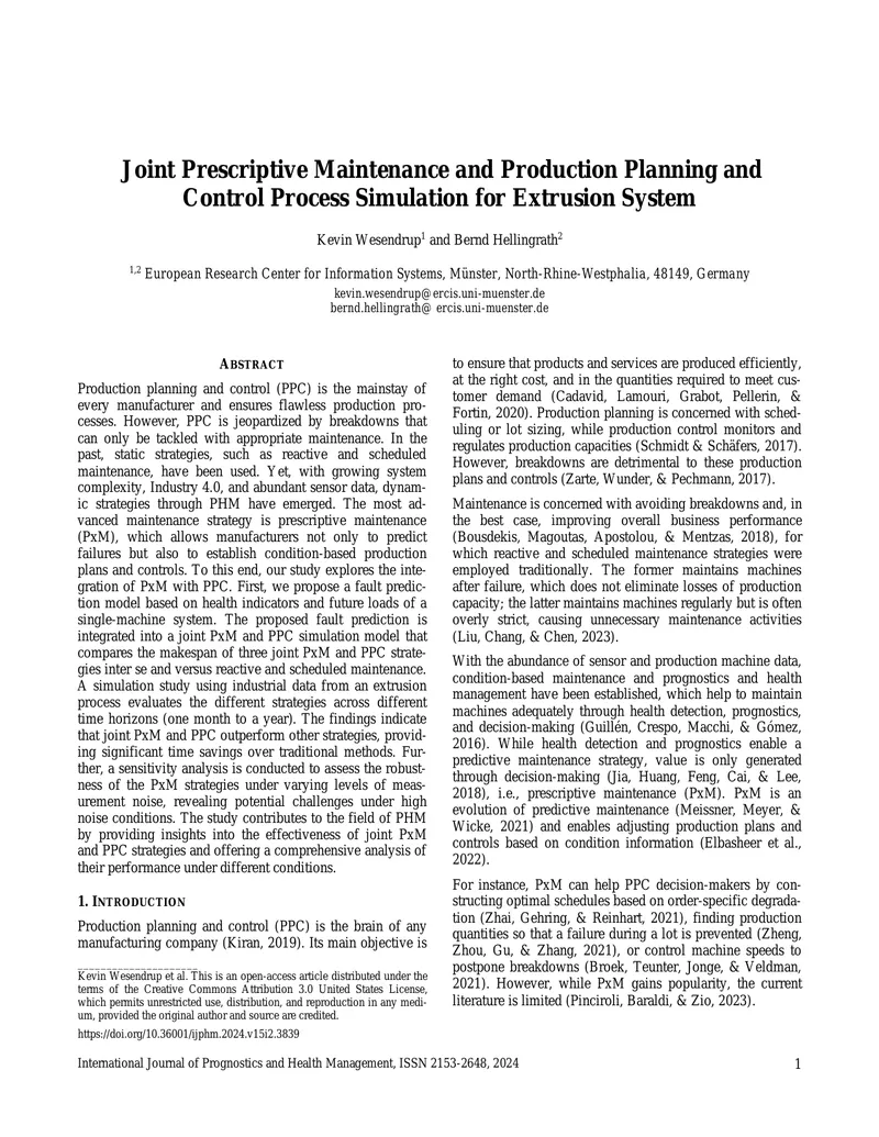 Joint Prescriptive Maintenance and Production Planning Simulation