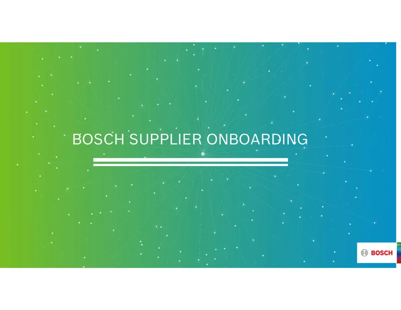 Supplier Onboarding Process for Bosch Vendors