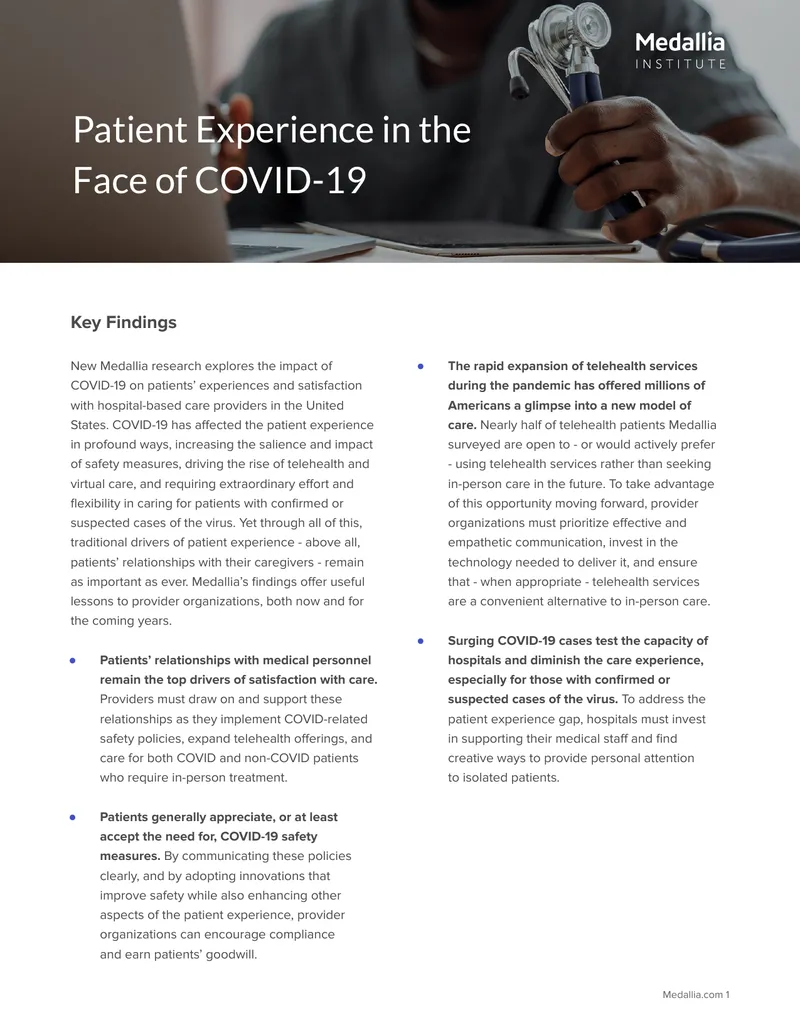 Impact of COVID-19 on Patient Experience in Healthcare