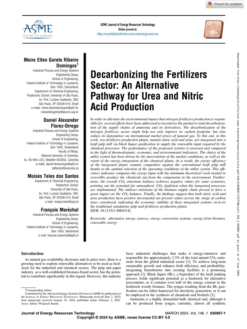 Decarbonizing the Fertilizers Sector for Urea and Nitric Acid