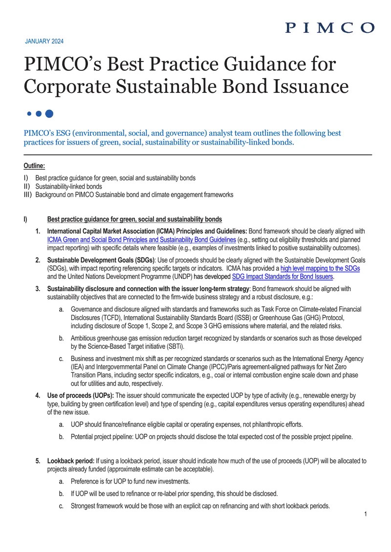 Best Practice Guidance for Corporate Sustainable Bond Issuance