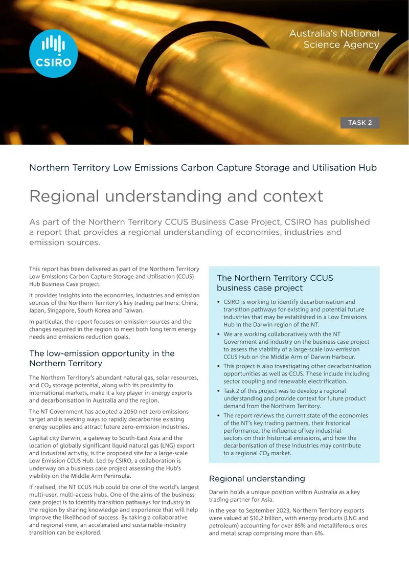 Northern Territory Low Emissions CCUS Hub Report