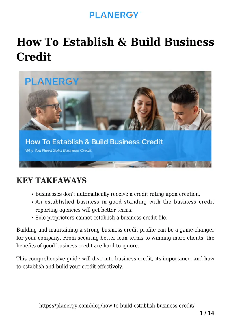 Guide to Establishing and Building Business Credit