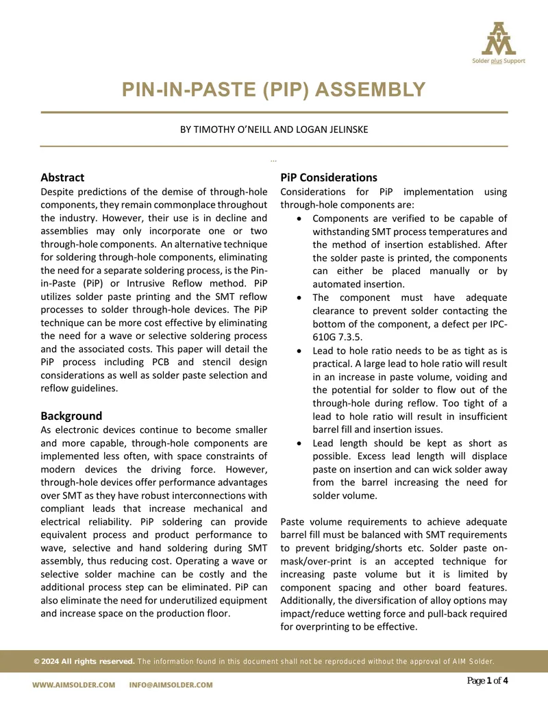 Pin-in-Paste Assembly Process Overview