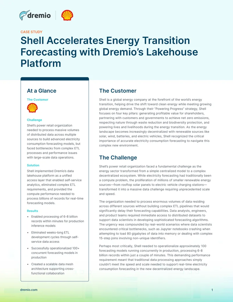Shell's Electricity Forecasting Transformation with Dremio