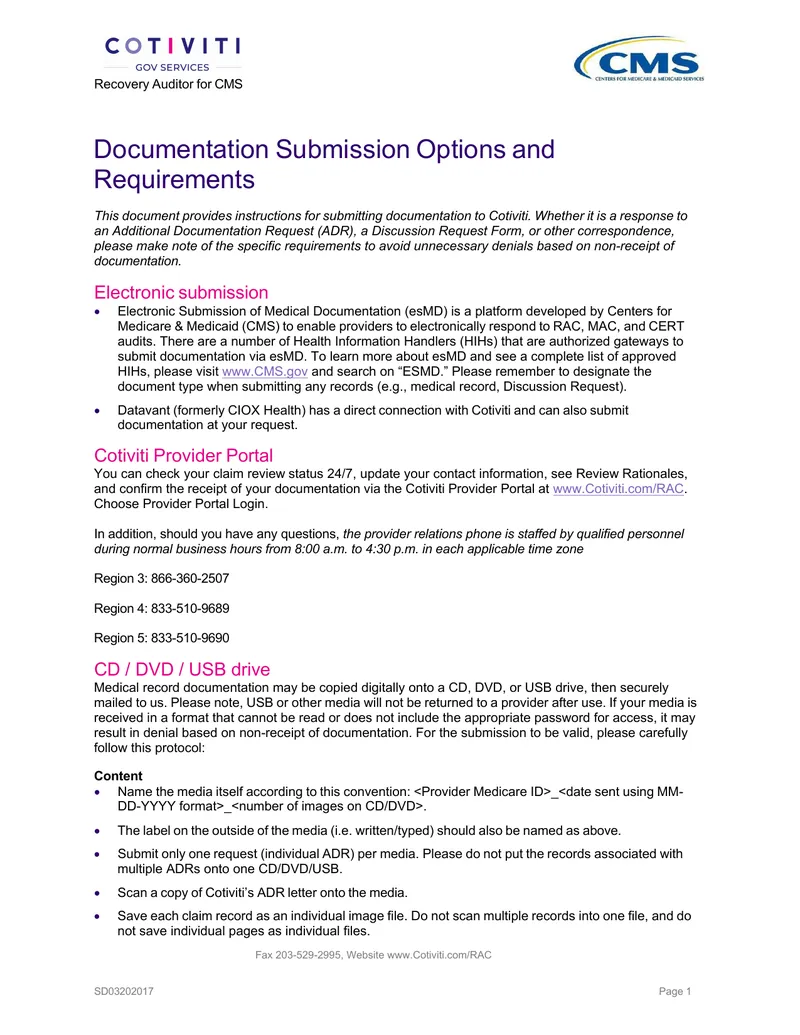 Documentation Submission Options and Requirements