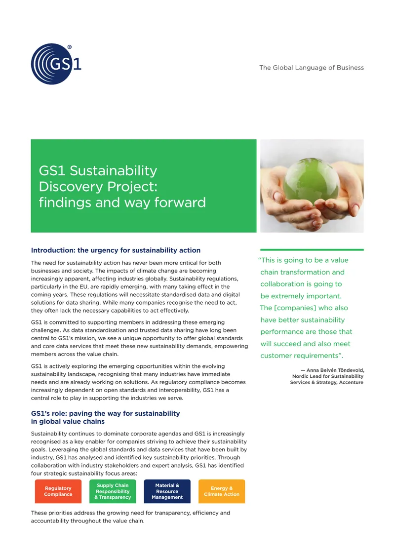 GS1 Sustainability Discovery Project Findings