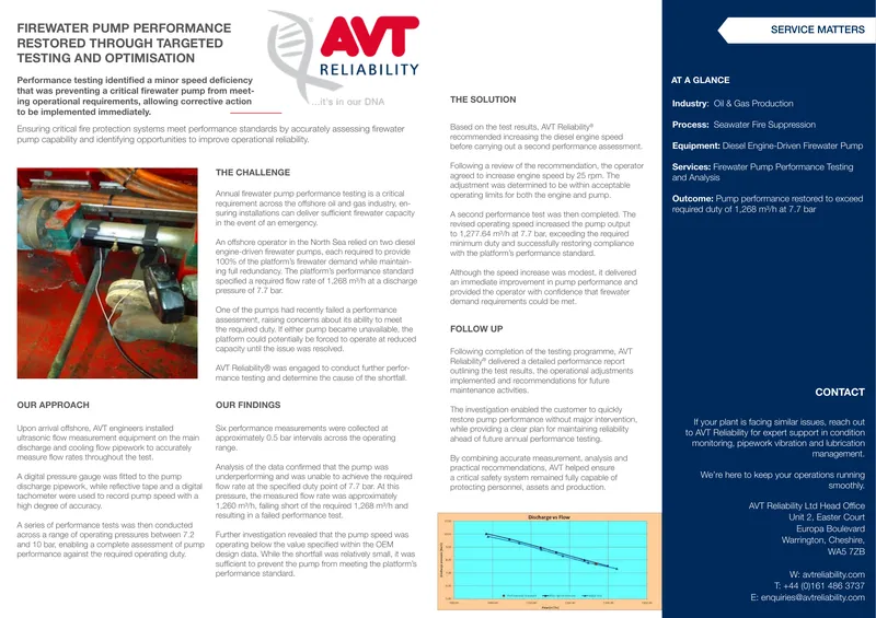 Firewater Pump Performance Restoration Report