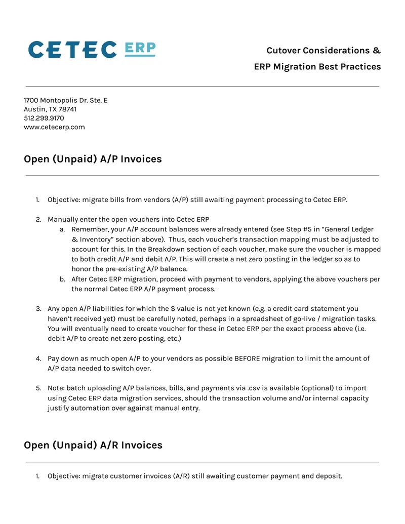 ERP Migration Best Practices and Cutover Considerations