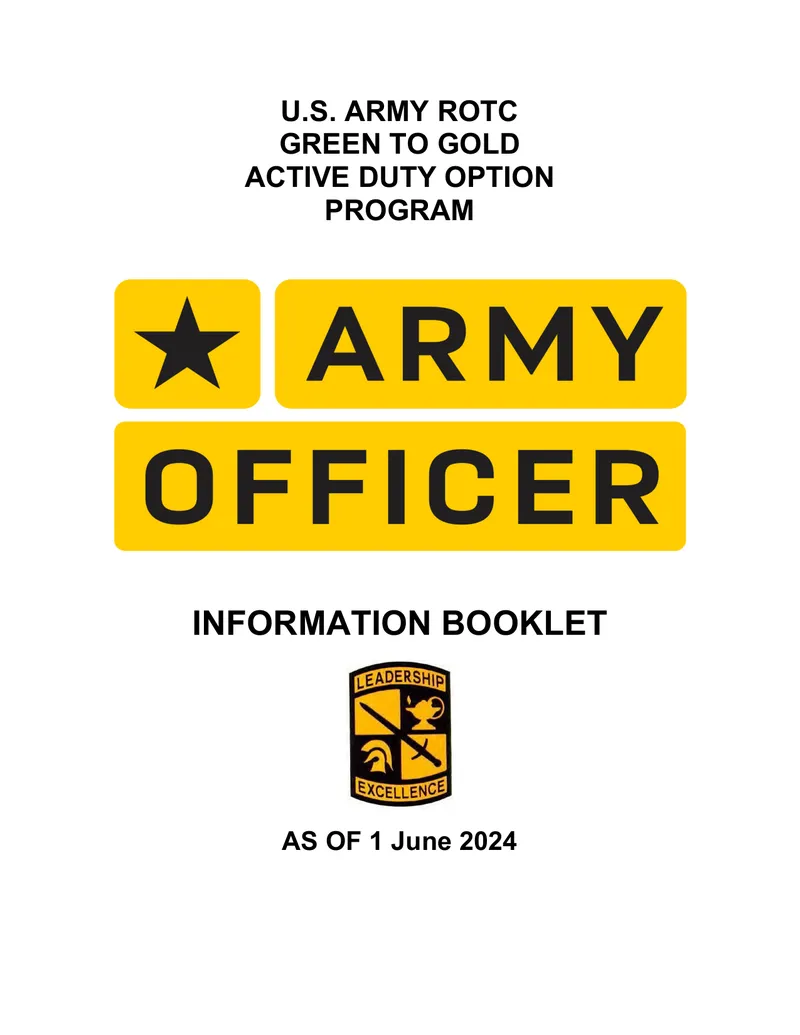 Green to Gold Active Duty Option Program Information Booklet